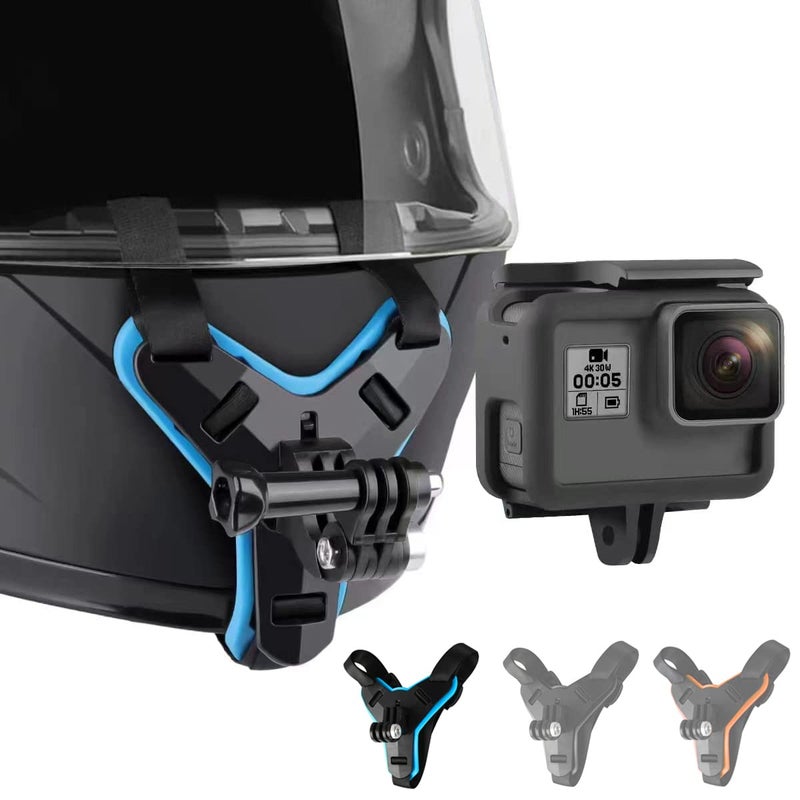 Lupholue Motorcycle Helmet Chin Strap Mount Compatible with GoPro Hero 12, 11, 10, 9, 8, 7, (2018), 6, Hero Black, Insta 360, Session, Xiaomi Yi, SJCAM (Blue) - Image 1
